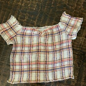 Urban Outfitters plaid smocked top. Size small
